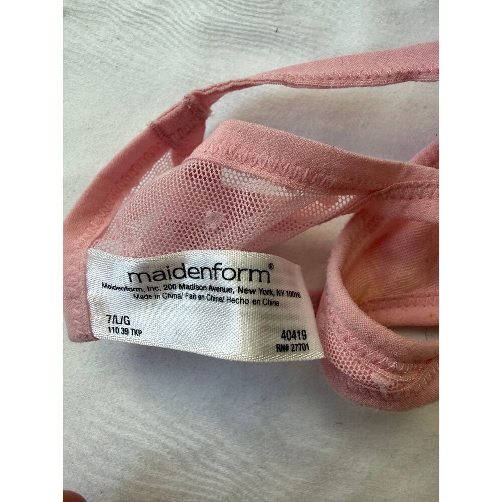 Maidenform Pink Mesh Lace Thong Size L Sheer Polka Dot Detail - Picture 4 of 4